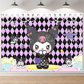 (7 Day Delivery) Sanrio Purple Kuromi Cartoon Rabbit Happy Birthday Backdrop